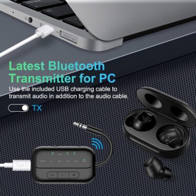 Bluetooth Transmitter Receiver, 2-in-1 V5.3 Wireless Adapter for Airplane, TV, PC, Gym, Switch. Supports up to 2 AirPods/Headphones. Audio Receiver for Car/Home Stereo,with AptX Low Latency & HD - Image 8