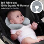 KAKIBLIN Baby Travel Pillow, Upgraded Baby Neck Pillows for Car Seat, Infant Neck Support Pillow for Head and Neck, Newborn Head Support for Car Seat, Stroller, Pushchair (Grey) - Image 2