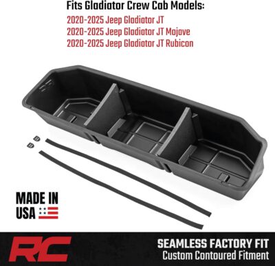 Rough Country Under Seat Storage for Jeep Gladiator JT (2021-2025) - Custom-Fit Rear Underseat Tray Organizer, Secure Hidden Storage Box for Tools & Gear - Image 7