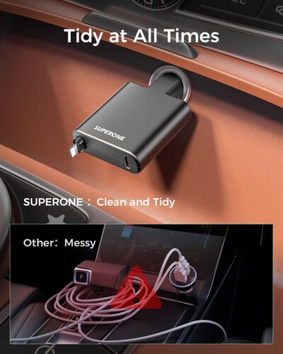 [Ultra Compact] SUPERONE iPhone Retractable Car Charger, Smaller Size Fast Car Charger Adapter with Retractable Apple Cable, Car Chargers for Apple iPhone 14 13 12 11 Pro/XS/XR/Mini/X/iPad/AirPods - Image 5