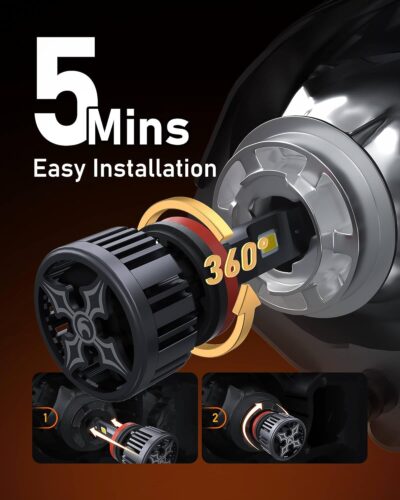 HIKARI WINGS 2026 40000LM H11/H8/H9 LED Bulbs, 45W Upgraded Core Chips, High Lumens Kit, 6000k Cool White, IP68 Waterproof, H16 Foglight - Image 5