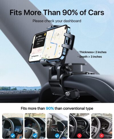 andobil Universal Car Phone Clip Holder [Military Sturdy, Firmly Grip & Never Slip] Ultra Stable Dashboard Cell Phone Mount for Car Dash Fits All iPhone 16 15 14 13 12 Pro Max Android Samsung GPS - Image 7