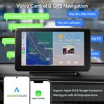 Wireless CarPlay & Android Auto Car Stereo - 7" HD Portable Touchscreen with Bluetooth 5.2, GPS Navigation, Mirror Link, 1080P Backup Camera, AUX & FM Transmitter - Plug & Play Receiver for Vehicles - Image 4