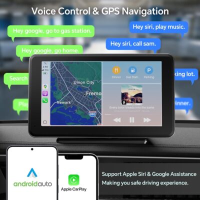 Wireless CarPlay & Android Auto Car Stereo - 7" HD Portable Touchscreen with Bluetooth 5.2, GPS Navigation, Mirror Link, 1080P Backup Camera, AUX & FM Transmitter - Plug & Play Receiver for Vehicles - Image 4