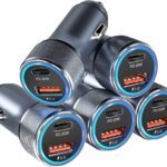 5 Pack USB C Car Charger, Bangfun 36W Dual USB Car Adapter Fast Charge PD&QC 3.0 Cigarette Lighter USB Charger Compatible iPhone 15 14 13 12 11 Pro Max SE,iPad,Samung S24/S21/S20, Pixel(Grey)