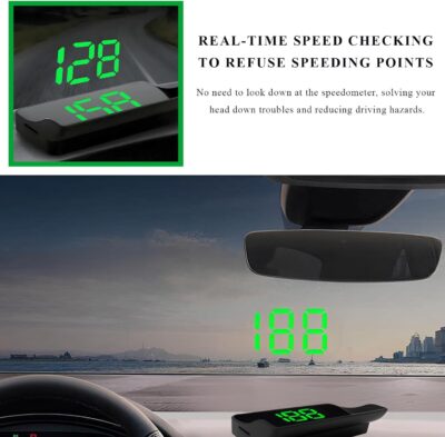 Heads Up Display for Car, Windshield Projection Digital Speedometer with USB Cable & Car Charger Adapter, Plug and Play HUD w/Large Font Display & Overspeed Alarm for Most Vehicles (KM/H) - Image 6