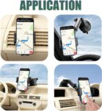 Car Phone Holder, Strong Suction Cup Vehicle Windshield Dashboard Air Vent Cellphone Mount, 360° Rotating Adjustable Smartphone Holder, Universal Automotive Accessories (Black) - Image 5