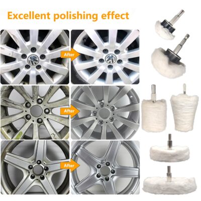 6 pcs Buffing Wheel for Drill,Buffing Pad Polishing Wheel Kits,Wheel Shaped Polishing Tool for Metal Aluminum,Stainless Steel,Chrome,Jewelry,Wood,Plastic,Ceramic,Glass,etc - Image 3