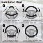 Amiss Car Steering Wheel Cover, 14.5"-15" Comfortable Anti-Slip Safety Protection Design, Microfiber PU Leather Steering Wheel Cover, Universal Fit for 95% Cars, Car Interior Accessories (Black) - Image 5