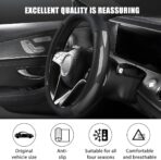 Carbon Fiber Car Steering Wheel Cover, 15 Inch Leather Breathable Anti-Slip Vehicle Steering Wheel Protector, Automotive Interior Accessories, Universal for SUV Sedan Truck (Black) - Image 3