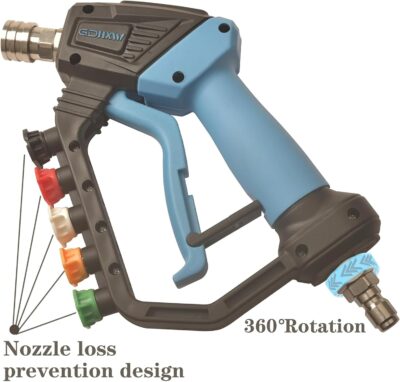 GDHXW 5000 PSI High Power Pressure Washer Gun with Swivel,with Foam Cannon 2 Adapter 5 Pressure Washer Nozzles - Image 3