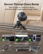 Belkin Wireless Car Charger, Magnetic Car Vent Mount w/ 3.3ft USB C Cable, Qi2 MagSafe Compatible Fast Charging iPhone Charger for iPhone 17, Galaxy S26, Pixel 10, & More - Travel Accessories - Black - Image 4