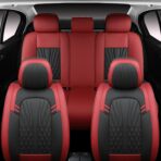 MINGBRON Leather Car Seat Covers,Car Seat Protector Waterproof,Seat Covers Full Set, Car Seat Protectors 5 Seats,Automotive Seat Covers Fit Most Cars Wine Red - Image 3