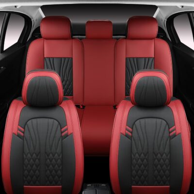MINGBRON Leather Car Seat Covers,Car Seat Protector Waterproof,Seat Covers Full Set, Car Seat Protectors 5 Seats,Automotive Seat Covers Fit Most Cars Wine Red - Image 3