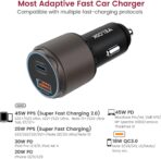 VELOGK Super Fast Type C Car Charger [73W Turbo], Fast Adaptive 55W 45W PPS/PD&QC3.0 USB C Car Adapter[Super Fast Charging 2.0]for Samsung S26 Ultra/S25 Ultra/S24 Ultra/S23 Ultra/S22+,iPad Pro,Macbook - Image 2