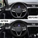 Elastic Stretch Car Steering Wheel Cover, Breathable Microfiber Ice Silk Vehicle Steer Wheel Protector for 15Inch, Anti-Slip Auto Interior Accessories Universal for SUV, Truck, RV (Black) - Image 4