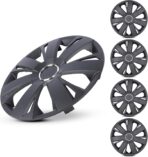 AUTOWIKI (4-Pack) Premium 15" Wheel Rim Cover Hubcaps OEM Style Replacement Snap On Car Truck SUV Hub Cap - 15 Inch Set, Abs,Steel, Acrylonitrile Butadiene Styrene(Black Matte)