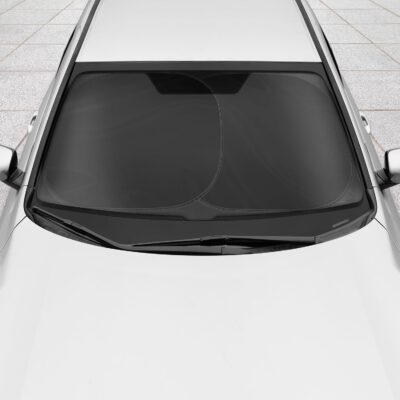 BDK 2PC Metallic Black Car Window Sun Shade Auto Shade for Windshield Visor, Block UV Reflect Heat to Keep Your Car SUV Truck, 31.75" x 28.75" - Image 4