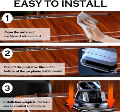 Car Dashboard Phone Holder 360° Rotatable,Portable Anti-Slip Car Phone Holder Horizontal & Vertical Place,Strong Self-Adhesive Dashboard Cell Phones Holders Cars Accessories - Image 6