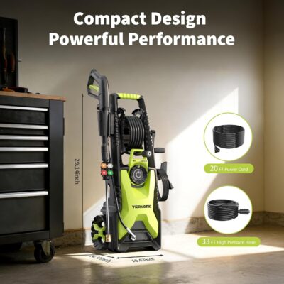 5000 Max Adjustable PSI Pressure Washer,2.5 Max GPM Power Washer with 33 FT Retractable Hose Reel, Stainless Steel Lance, 500ml Foam Cannon, 4-Nozzle Set, Washer for Cars, Fences, Patios - Image 9