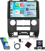 8-Core 4G+64G Qual-comm Snapdragon chip Car Radio for Ford Escape 2007-2012, Rimoody Car Stereo Carplay Android Auto 3D car Model Display GPS WiFi 9 Inch IPS Touchscreen Mirror Link Camera