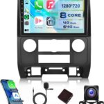 8-Core 4G+64G Qual-comm Snapdragon chip Car Radio for Ford Escape 2007-2012, Rimoody Car Stereo Carplay Android Auto 3D car Model Display GPS WiFi 9 Inch IPS Touchscreen Mirror Link Camera