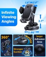 [Military-Grade Anti-Shake & 360° Rotatable Suction] 2026 Upgraded Car Phone Holder Mount【90+LBS Safest Strongest & Patent Certs】Dashboard Windshield Vent for iPhone 17 16 Pro Max Samsung,Matt Black - Image 9