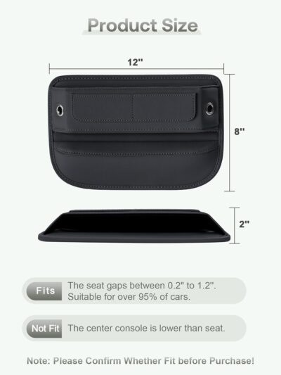Universal Fit Premium Leather Car Seat Gap Filler Organizer, Center Console Organizer with Card Slots, Clever Gifts for Car SUV Truck Owners (Black, 1 Pack) - Image 6
