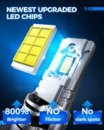 Marsauto 9006 HB4 Light Bulbs, 36000LM 800% Super Brighter, 1:1 Halogen Size, 60000Hrs Lifespan, 6500K White, Plug and Play Fog Light Bulbs, Canbus Ready, Pack of 2 - Image 3