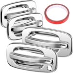 Tutor Auto Chrome Door Handle Covers Compatible with 99-06 Chevrolet Silverado Tahoe Avalanche Suburban | 99-06 GMC Yukon Sierra |02-06 Cadillac Escalade W/O Passenger Side Keyhole