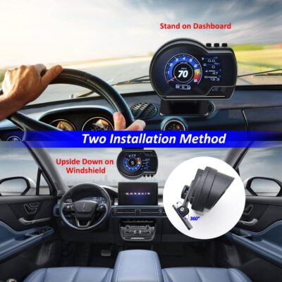 KAOLALI Car HUD Head Up Display, Car HUD Display for Digital OBD+GPS Dual System Smart Gauge Display MPH RPM Over Speeding Alarm for Most Cars After 2012 - Image 7