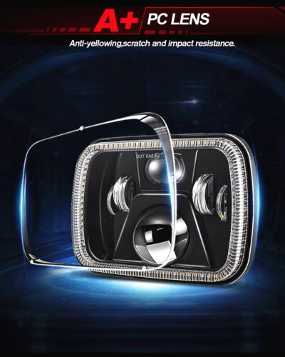 UNI-SHINE Rectangular 5x7 7x6 Inch LED Headlights Sealed Beam Headlamp Amber/White DRL Halo Angel Eyes Compatible with Jeep Wrangler YJ Cherokee XJ Truck Replacement H6054 H5054 H6054L - Image 4