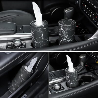 SINGARO Car Tissue Holder, 4 Pack Car Cup Holder Facial Tissues with Travel Tissue Bag, Quick and Convenient Flower Combination Car Tissue Box(4 Canisters/200 Tissues) Black - Image 5