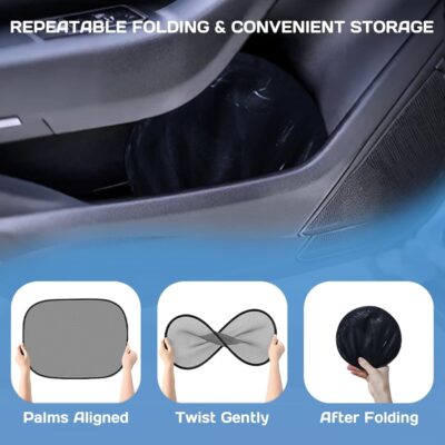 Car Window Shades for Baby, 4PCS 20"x12" Static Cling Window Shade, Window Covers for Side Front Back Windows, Blocks UV, Universal Fit, Pop Open Design - Image 7