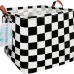 LANGYASHAN Square Storage Baskets Waterproof Canvas Children Laundry Nursery Hamper for Shelves Gift Baskets Toy Organizer Room Decor (Square Racing flag)