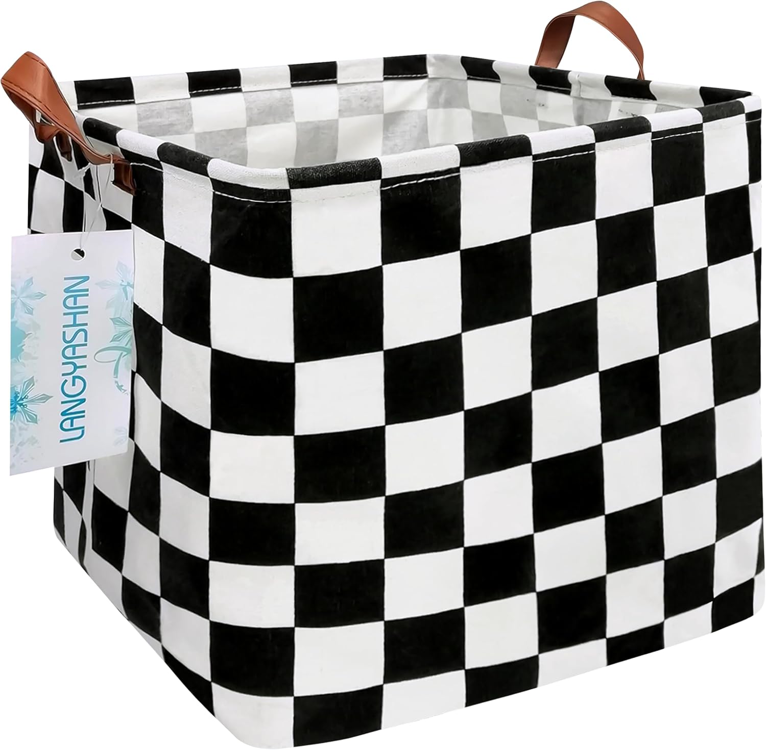 71uYVPL94LL._AC_SL1500_.jpg LANGYASHAN Square Storage Baskets Waterproof Canvas Children Laundry Nursery Hamper for Shelves Gift Baskets Toy Organizer Room Decor (Square Racing flag) - Image 1