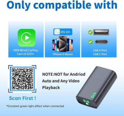 Wireless CarPlay Adapter for Apple iPhone 2026 Upgrade, Converts Factory Wired to Wireless, No Delay, Stable Connection, Mini Apple Carplay Wireless Adapter for iOS 10+ and Car from 2018+,USB/Type C - Image 8