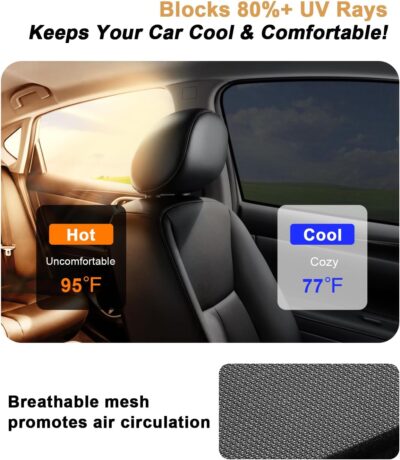 ECOZEN Car Window Sunshade for 2024-2025 2026 Toyota Tacoma Accessories - 4 Pcs Pack Side Sun Shade Magnetic Sunshade Insulate Heat & UV with Breathable Mesh - 2024-2026 Tacoma Double Cab Only - Image 2