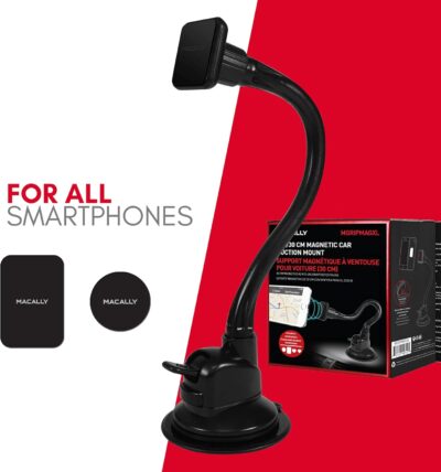 Macally Windshield Phone Mount for Car Magnetic - Suction Cup Window Mount Phone Holder with 8" Long Gooseneck Arm & Super Strong Magnet Mount for Smartphone and iPhone - Image 6