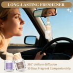 Car Air Freshener 6 Pack, Vanilla Cream,Mahogany & Lavender 3 Natural Scent, Long Lasting Essential Oil Fragrance Diffuser, Hanging Air Freshener Cute Car Accessories Interior for women - Image 4