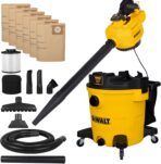 DEWALT 12 Gal Shop Vac, 5.5 HP Wet Dry Vac with Detachable Blower, High-Capacity Cleaner for Garage, Car, Workshop & Outdoor Leaves, All-in-1 DXV212PA (Reusable Bag)