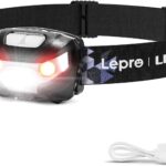 Lepro LED Headlamp Rechargeable - Super Bright Head Lamp with 5 Modes for Camping & Hiking Gear Essentials, IPX4 Waterproof Headlight Flashlight with Red Light, USB Cable Included