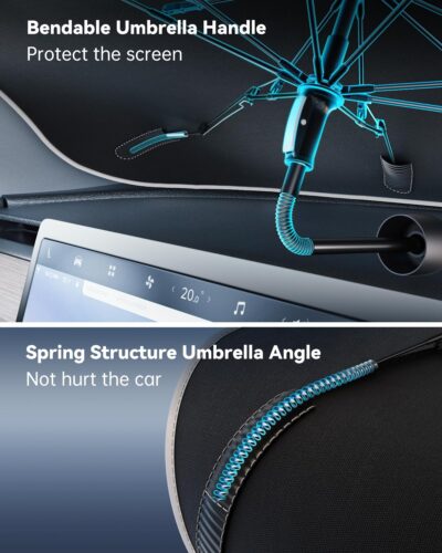 Car Windshield Sun Shade Umbrella - [Nano-Ice-Crystal Coatings] Protect Car from Sun Rays & Heat Damage Keep Cool and Protect Interior Medium (56" L x 31" W) - Image 4