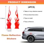 4 PCS Car Flame Reflective Sticker, Waterproof Racing Sports Flame Stripe Decal, Self Adhesive Bumper Decals Safety Stickers for Car Mirror Motorcycle Helmet, Car Accessories (Red) - Image 2