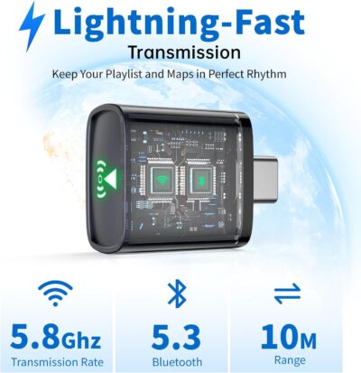 Wireless CarPlay Adapter for Apple iPhone 2026 Upgrade, Converts Factory Wired to Wireless, No Delay, Stable Connection, Mini Apple Carplay Wireless Adapter for iOS 10+ and Car from 2018+,USB/Type C - Image 4