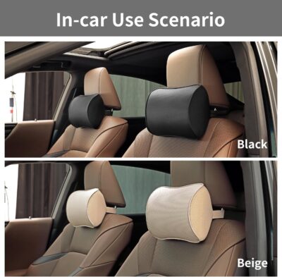 Car Headrest Pillow, Soft Memory Foam Car Neck Pillow with Adjustable Strap, Removable Breathable Cover for Long Drives & Office (Black, Pack of 2) - Image 2