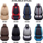 OASIS AUTO Car Seat Covers Full Set, Luxury Stylish Waterproof Faux Leather, Universal Fit for SUV, Sedan, Pick-up Truck, Automotive Interior Protectors (OS-007 Brown) - Image 9