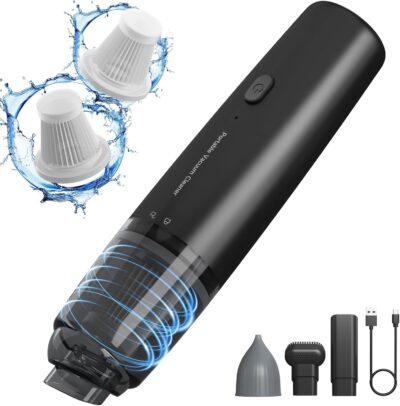 Handheld Vacuum Cordless, Car Vacuum Portable with 2 Suction Modes, Blow & Suction 2-in-1, Mini Vacuum Cleaner Rechargeable for Car, Home, Pet Hair, Office, Desk, Keyboards (Black) - Image 9