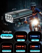 2026 Upgrade 6800Lumen Bike Light for Night Riding,Super Bright 6 LED Headlight,Aluminum 10 Mode Rechargeable Bicycle Light Front and Rear,360°Rotatable Brackt,Waterproof,Runtime 72 hr,Road Shockproof - Image 4