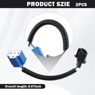 2PCS 7 Inch LED Headlight Connector Pigtail,H13 to H4 Adapter Headlight Socket,Heat Resistant Headlight Wiring Harness Compatible with Jeep Wrangler JK TJ Car Accessories - Image 2